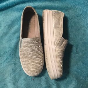 Rhinestone & Pearl slip-on shoes
